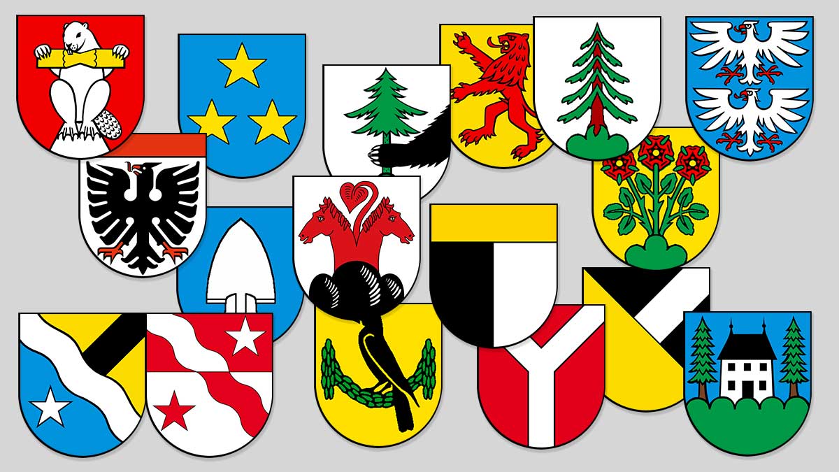 Wappen der Gemeinden im Tätigkeitsgebiet der Firma Steger Spenglerei & Sanitäre Anlagen GmbH